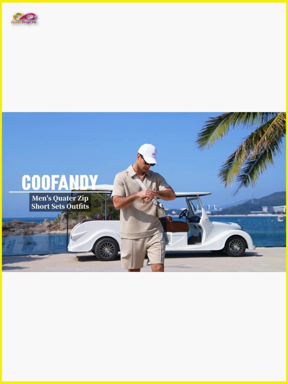 Men's 2 Piece Short Set Casual Quarter Zip Polo and Shorts Summer Outfit - Picture 7 of 7